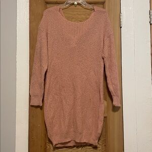 Missguided Pink Knit Sweater Dress with Twist Back